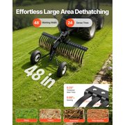 VEVOR 48in Landscape Rake, Pull Behind Lawn Rock Rakes for ATV Mower Tractors, 24 Durable Steel Tines, Adjustable Height & Angle, Heavy Duty Dethatcher Rake for Leaves Debris