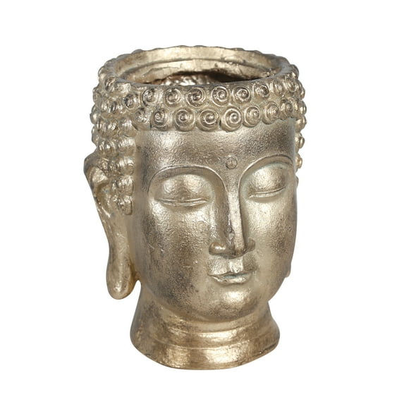 Sagebrook Home Resin 9" Buddha Head Planter, Gold