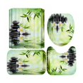 thumbnail image 2 of Fashion Shower Curtain Four-Piece Set, Bathroom Shower Curtain Toilet Cover Floor Mat Accessories, Bamboo on Water & Summer Beach, Polyester Fabric Bathroom Decor Set with 12 Hooks, 2 of 8