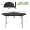 thumbnail image 4 of Magshion Table Pliante Ronde 60 Pouces, Table Ronde en Plastique Pliable de 5 Pieds Table à Cartes à Manger pour Mariage Intérieur Extérieur, Noir, 4 of 4