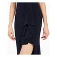 thumbnail image 3 of BLONDIE Womens Navy Slitted Asymmetrical Neckline Full-Length Formal Sheath Dress 1, 3 of 4