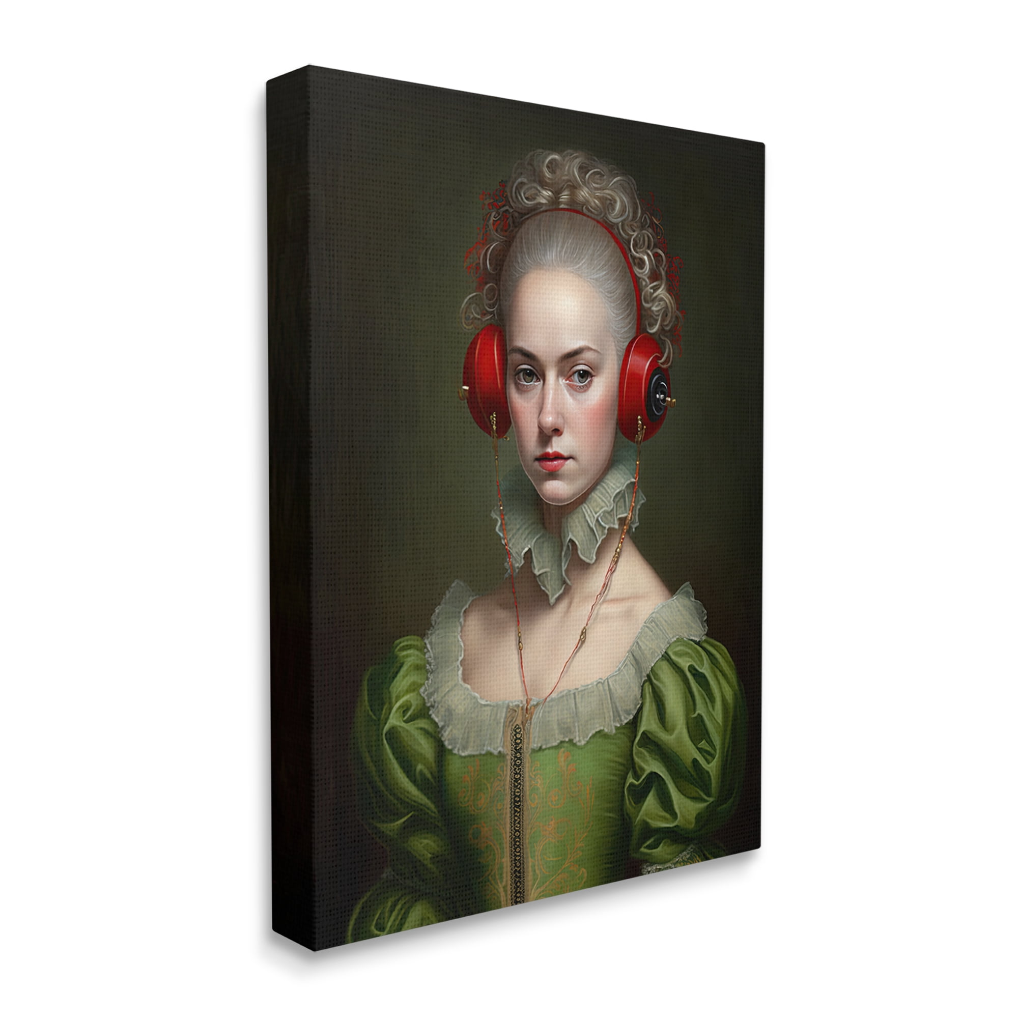 Stupell Industries Classic Portrait with Headphones Beauty & Fashion Painting Gallery Wrapped Canvas Print Wall Art, 30 x 40