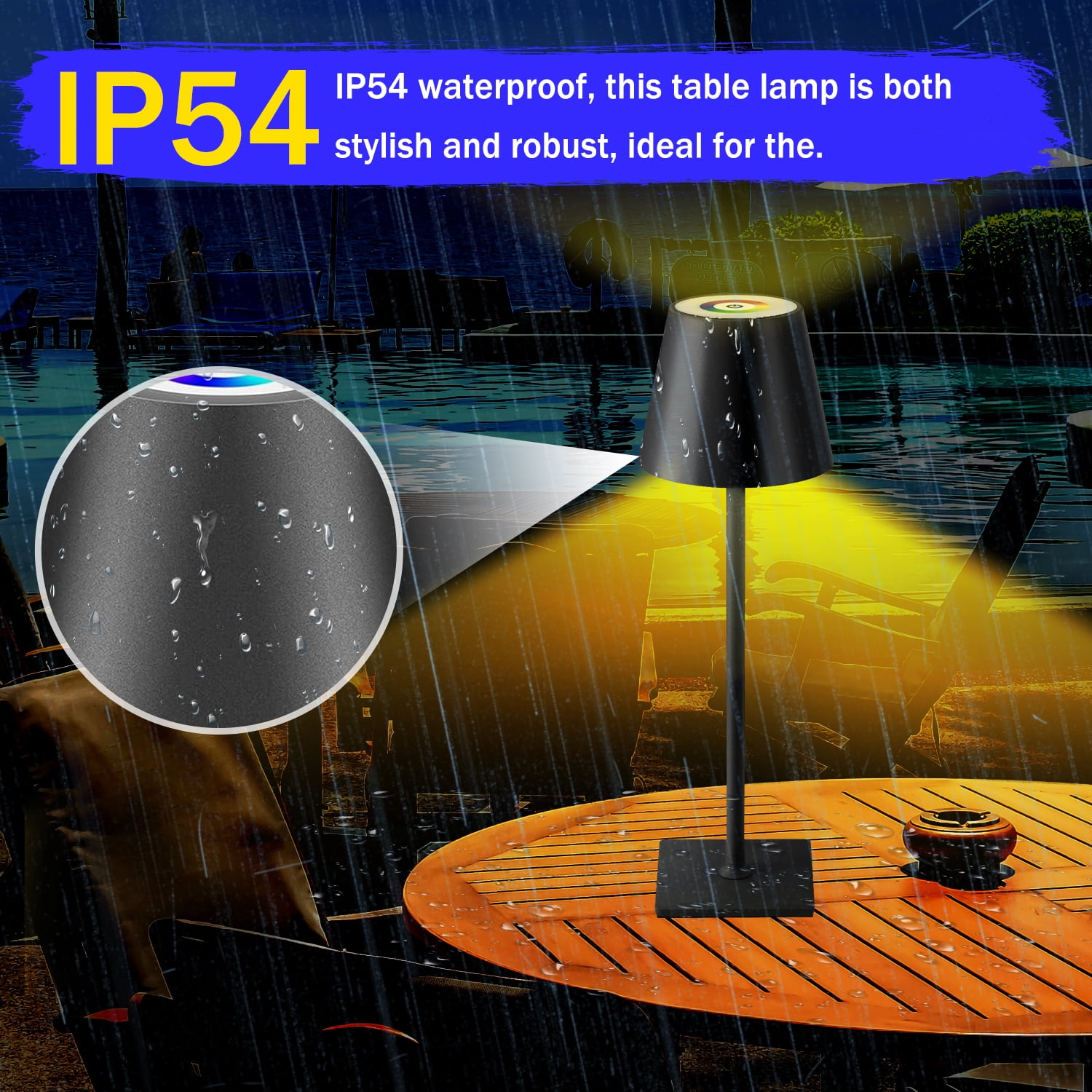 LED Cordless Touch Table Lamp, 4000mAh Large Battery Rechargeable Desk Lamps, Outdoor Wireless RGB Colour Metal Bedside Table Light Lamps with Waterproof Suitable for Bedroom Dining Coffee Outdoor