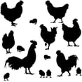thumbnail image 3 of Decoración de pared de pollo, silueta de aves de corral, pegatina de pared, gallo y gallina, calcomanía de gallo, animales, mural artístico, papel tapiz adhesivo negro, 3 of 9