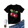 thumbnail image 6 of Women's T-Shirt Cherry Fruit Short Sleeve Casual Tee Classic Crew Neck T Shirt for Women Black, XL, 6 of 7