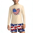 thumbnail image 5 of ITSAME Girls Rash Guard Swimwear 4th of July Long Sleeve Tops and Boyshorts Surfing Swimsuit 2-Piece Multicolor Size 11-12, 5 of 8