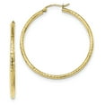 thumbnail image 1 of 10K Yellow Gold Diamond Cut 2mm Round Tube Hoop Earrings, 1 of 2