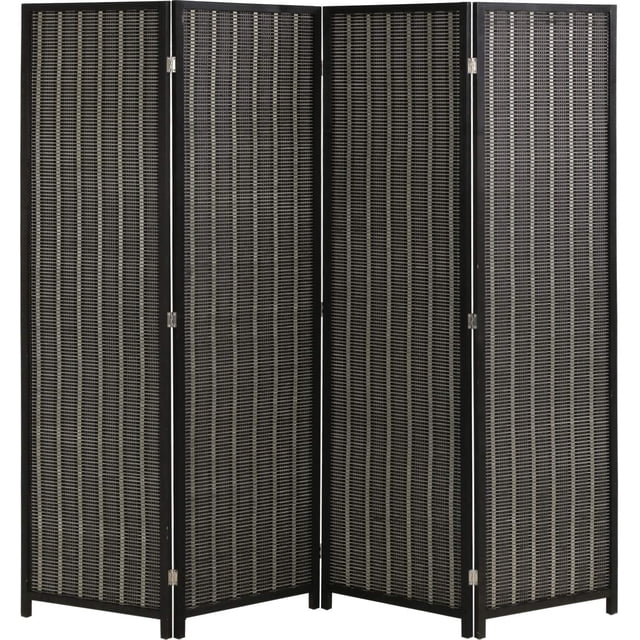 FDW 4 Panel Bamboo Room Divider Wall Folding Privacy Wall Divider Wood Screen for Living Room Bedroom Study, Black