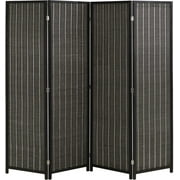 LCH Room Divider Folding Privacy Screen 4 Panel Room Divider for Living Room Bedroom Study, Black