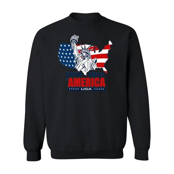 Statue Of Liberty With Usa Map Sweatshirt Men -Image by Shutterstock, Male Large