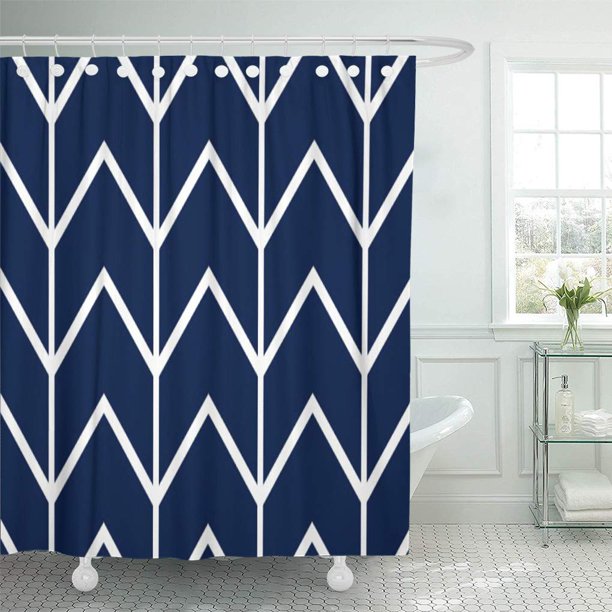 Cynlon Modern Blue Herringbone Retro Geometric Chain Geometrical Nautical Bathroom Decor Bath Shower Curtain 60x72 Inch Walmart Com Walmart Com