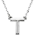 thumbnail image 1 of Precious Stars Unisex Sterling Silver Block Font T Initial Necklace, 1 of 2
