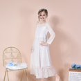 thumbnail image 3 of Sunny Fashion Girls Dress Lace Long Sleeve Off White Wedding Party 10 Years, 3 of 5