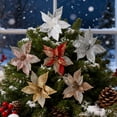 thumbnail image 4 of Dserfhy 11" Christmas Artificial Flowers Glitter Sequins Poinsettia Flower Fabric Fake Flower Picks for Xmas Tree Ornament Wedding Birthday Wreath Decoration, 4 of 8
