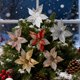 thumbnail image 5 of Flores artificiales navideñas de 28 cm con lentejuelas brillantes, flores de pascua de tela, flores artificiales para decorar el árbol de Navidad, bodas, cumpleaños y coronas decorativas, 5 of 7