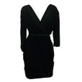 thumbnail image 2 of Plus size Deep V-Neck Wrap Bodice Long Sleeve Dress Black, 2 of 3