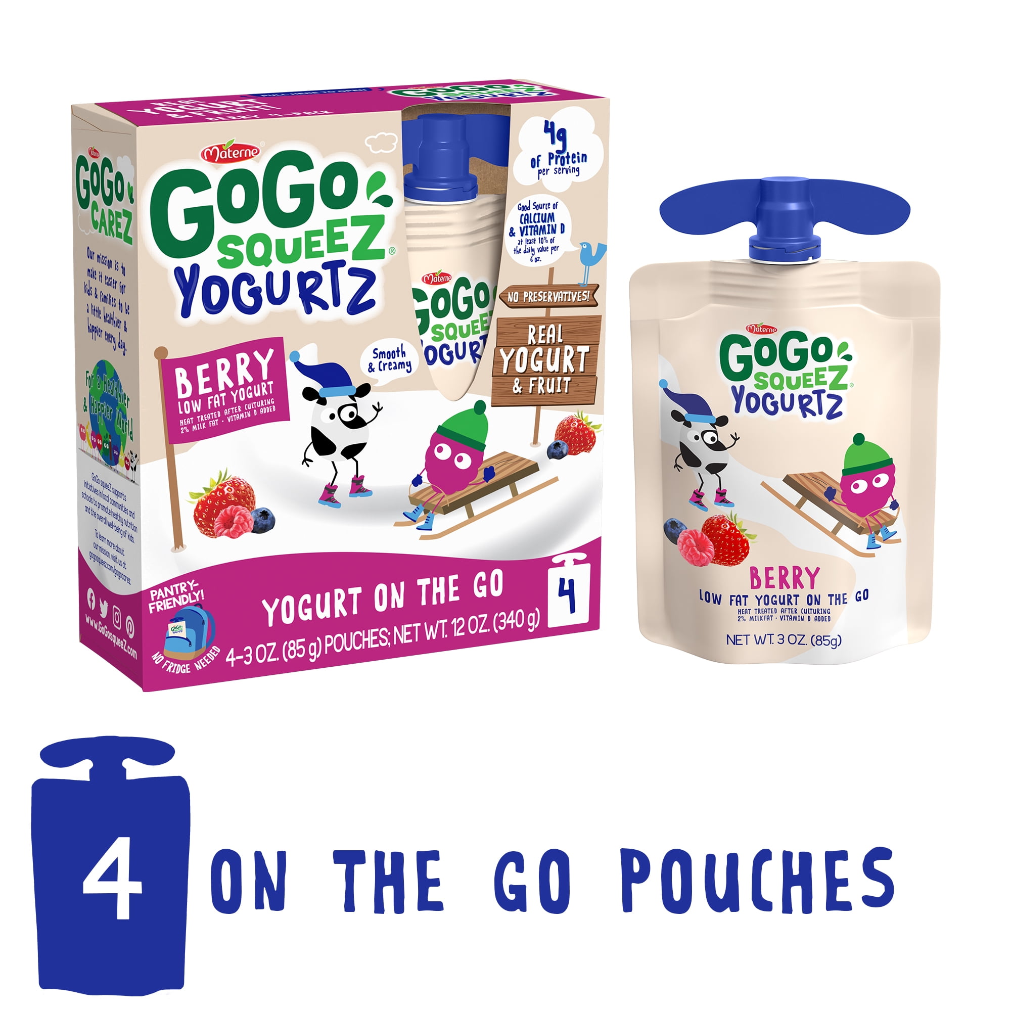 GoGo squeeZ YogurtZ, Berry, 3 Oz, 4 Ct