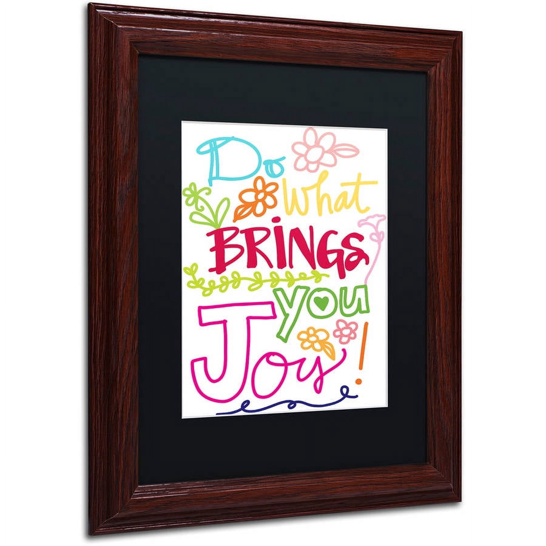 Trademark Fine Art "Find Joy" Canvas Art by Elizabeth Caldwell, Black Matte, Wood Frame