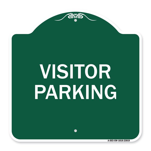 SignMission A-DES-GW-1818-23019 18 x 18 in. Designer Series Sign - Reserved Parking Sign Visitor Parking, Green & White
