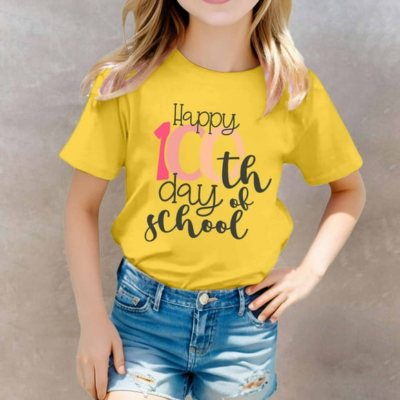 Hauts pour Filles T-Shirts pour Enfants - T-Shirt Imprimé Ludique Col Rond Manches Courtes pour Garçons et Filles - Confortable pour un Usage Quotidien