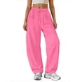 thumbnail image 2 of Sundazz Barrel Sweatpants Women Baggy Wide Leg Sweat Pants Drawstring Workout Pants with Pockets, XS-XL, 2 of 7