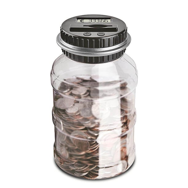 Moyic Contador de monedas con LCD digital Contando 1.8L Alcancía de gran capacidad para monedas de euro Tarro Caja de ahorro de dinero con cuello de Almacenamiento y organización del hogar No.8 Moyic HA025507-09