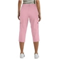 thumbnail image 6 of QATAINLAV Pink Capri Pants for Women High Waisted Slim Fit Rolled Hem Cropped Trousers Summer Cargo Capris Pant with Pockets XL, 6 of 9