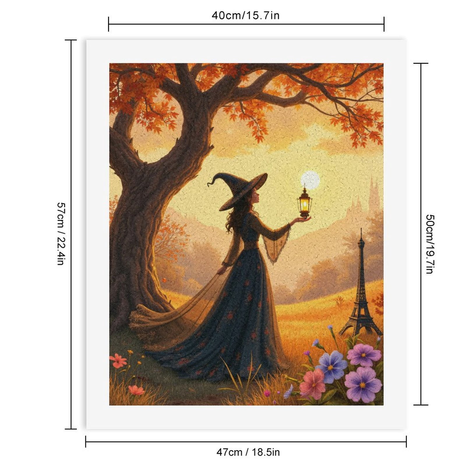 Paint by Numbers Kit for Adults, Autumn Enchantment Witch Lantern Paint by Numbers, Easy Paint by Numbers Kit for Adults Beginner, DIY Adult Paint by Number Kits on Canvas, Home Decor