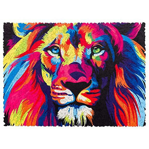 WOOSAIC Wooden Jigsaw Puzzle Hologram Lion 500 Pieces