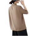 thumbnail image 5 of Fiudx Ofertas Flash Del Día Blusas Camiseras de Manga Corta con Botones y Cuello de Lino y Color Liso para Mujer, 5 of 5