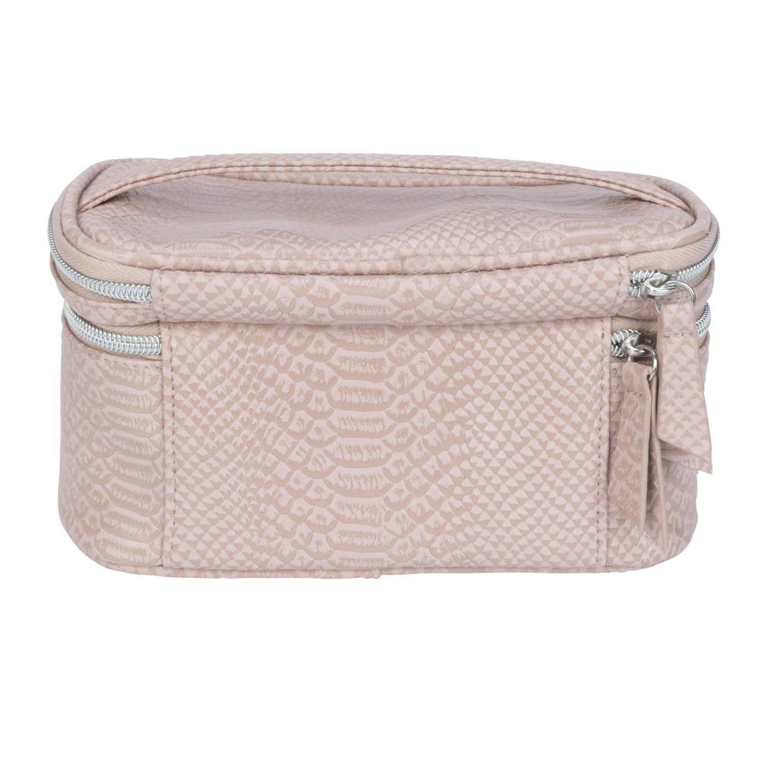 Equate Beauty cosmetic bag - Compact Double Compartment Train Case, Clear dome case.