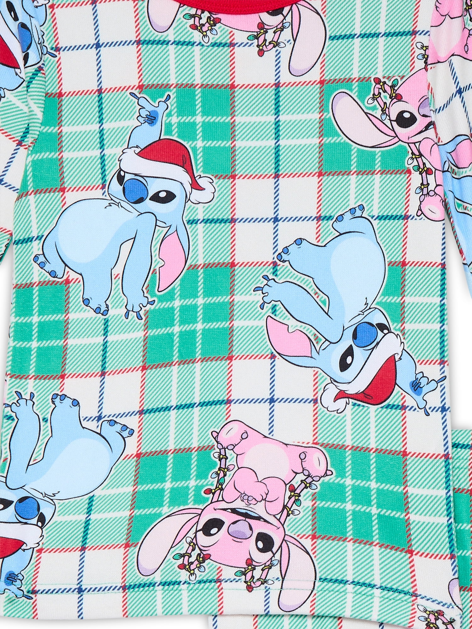 Lilo and Stitch Girls Holiday Long Sleeve Top and Pants Snug Fit Pajama Set, 2-Piece, Size 4-10
