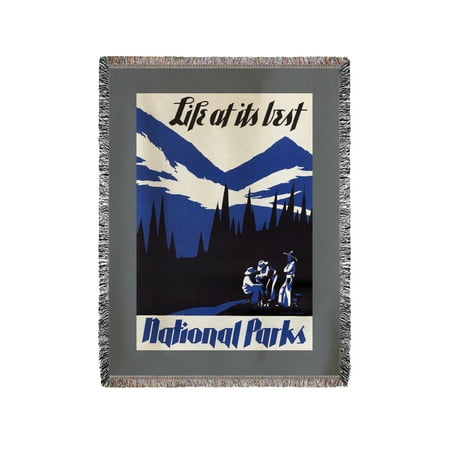 National Parks - Life at Its Best Vintage Poster (artist: Waugh) USA c. 1934 (60x80 Woven Chenille Yarn