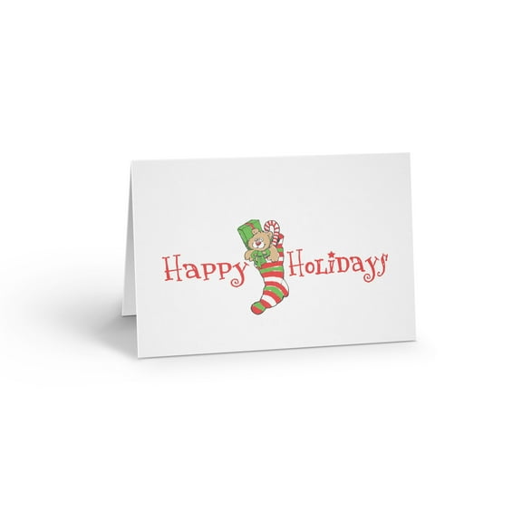 Happy Holiday Themed Notecards - 4.25" x 5.5" - 10 Christmas Note Cards Per Pack - 14317