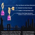 thumbnail image 2 of Gem Stone King 14K Yellow Gold Pink Created Sapphire and Lab Grown Diamond Earrings for Women | 2.01 Cttw | Gemstone September Birthstone | Pear Shape 8X5MM, 2 of 6
