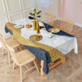 thumbnail image 3 of Blue White Gold Marble Pattern Rectangle Tablecloth 60"x102",Waterproof Polyester Rectangle Table Cloth, Wipeable Spillproof Polyester Tablecloth for Dining, Camping, Indoor and Outdoor, 3 of 6