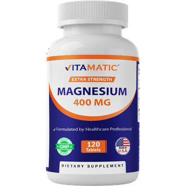 Vitamatic Extra Stregth Magnesium Oxide 400 mg 120 Vegetarian Tablets - Supports Muscle, Nerve, and Heart Health* - Made in The USA - Non-GMO & Gluten Free