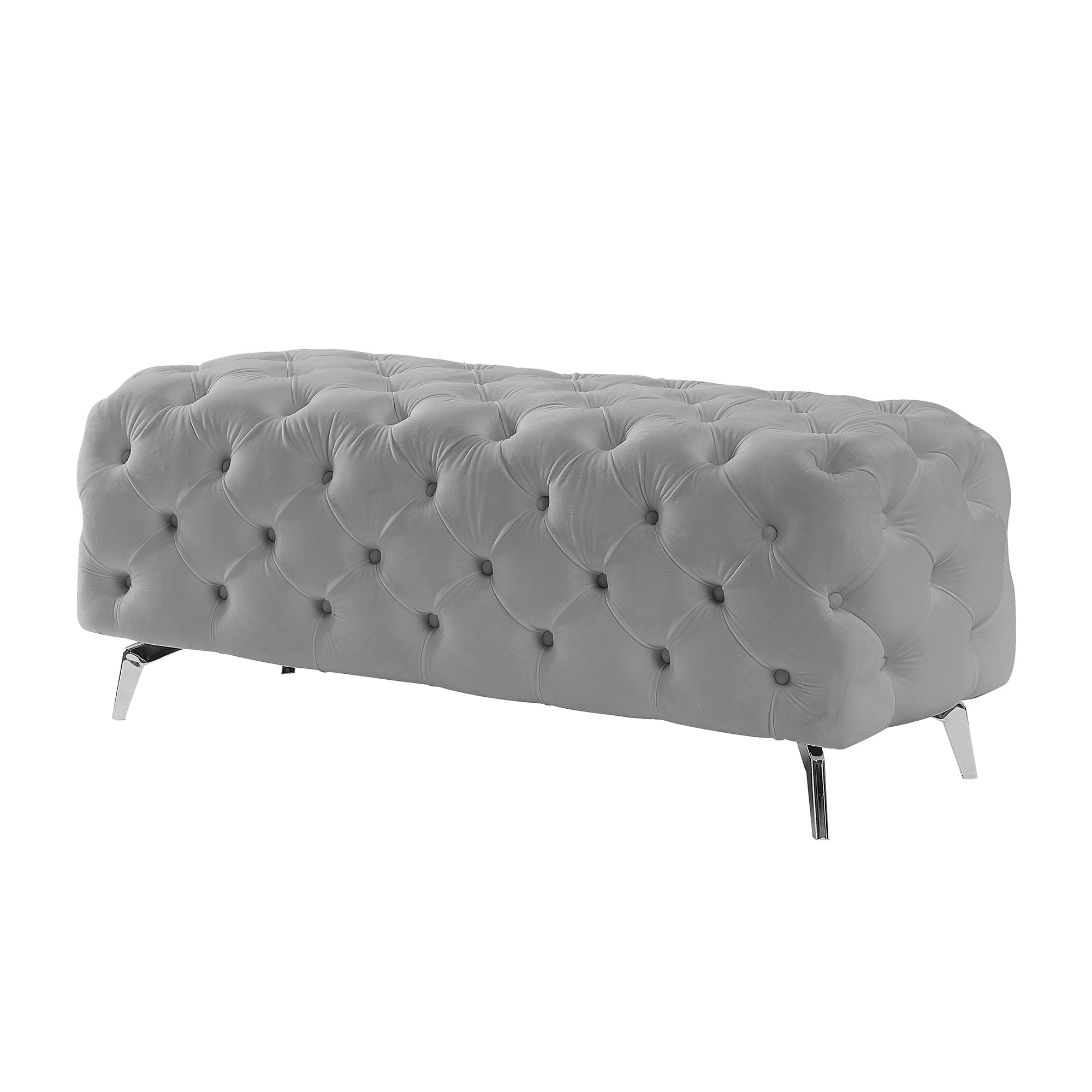 Kepooman 51 Inches Modern Velvet Bedroom Bench, Button-Tufted Upholstered Ottoman End of Bed Bench for Entryway Living Room Bedroom, Light Gray Kepooman 51 Inches Modern Velvet Bedroom Bench, Button-Tufted Upholstered Ottoman End of Bed Bench for Entryway Living Room Bedroom, Light Gray