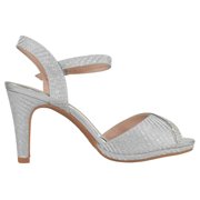 Top Moda Shoes Women Stiletto Heels Open Peep Toe Ankle Strap Bling Rhinestone Glitter PAMELA-28 Silver 8