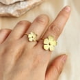 thumbnail image 2 of Vintage Stainless Steel Open Ring, 18K Gold-Plated Flower Design, Heart Shape, Unisex, 2 of 6