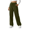 thumbnail image 2 of Bloomae Womens Wide Leg Fleece Lined Sweatpants Winter Baggy Corduroy Lounge Travel Pants Fashion Outfits Drawstring Elastic Waist Joggers Clothes Army Green XXL, 2 of 8
