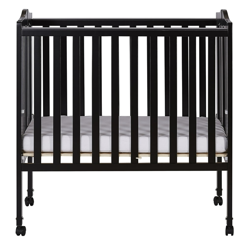 Dream On Me Lightweight 2in1 Folding Portable Mini Crib, Black