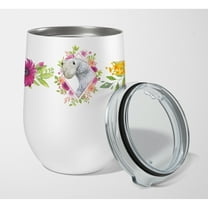 Carolines Treasures CK4180TBL12 Sealyham Terrier Pink Flowers Stainless Steel 12 oz Stemless Wine Glass 12 oz multicolor