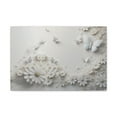 thumbnail image 3 of Abstract 3D White Background With Small And Large Flowers And Butterflies Oil Painting Canvas Wall Art for Home Decor Ready-to-Hang, 3 of 13