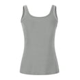 thumbnail image 6 of Lumtrix Built in Bra Tank Tops for Women Ribbed Scoop Neck Slim Fit Sleeveless Going Out Summer Tops Light Gray S, 6 of 8