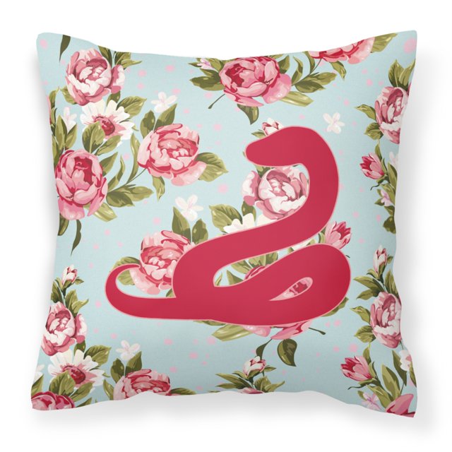 Caroline's Treasures BB1124-RS-BU-PW1414 Serpent Shabby Chic Bleu Roses Coussin Décoratif Grand Multicolore