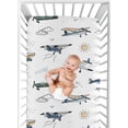 thumbnail image 4 of Sweet Jojo Designs Airplane Green and Blue Boy Fitted Crib Sheet, 4 of 6
