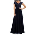 thumbnail image 2 of Aboser Elegant Prom Dresses for Women Lace Maxi Dress Formal Wedding Guest Dresses Casual V Neck Cocktail Dress Flowy Cap Sleeve Party Gowns Dresses, 2 of 4