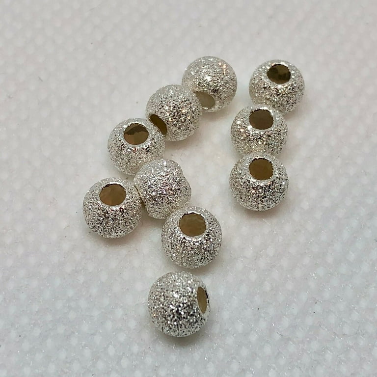 Stardust Shimmering Sterling Silver 5mm Beads, 5mm, 4 Beads, Hole Size:  1.9mm