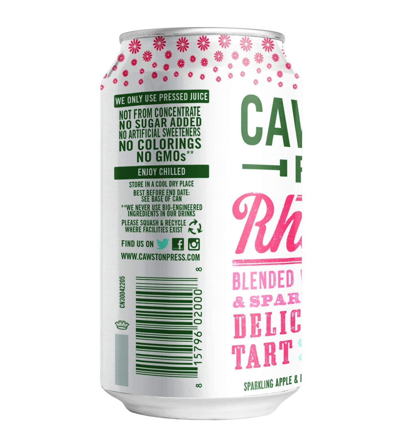 Cawston Press Sparkling Rhubarb & Apple Juice, 11.15 Ounce Cans Pack of 4